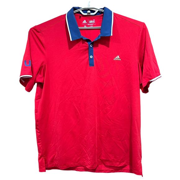 Adidas TEAM USA Golf Polo Shirt Men Size XL Red Blue Short Sleeve Athleisure - Picture 1 of 8